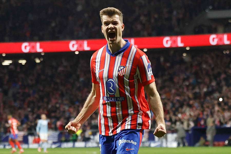 Atletico Madrid's Alexander Sorloth celebrates scoring his team's only goal late on against Celta Vigo