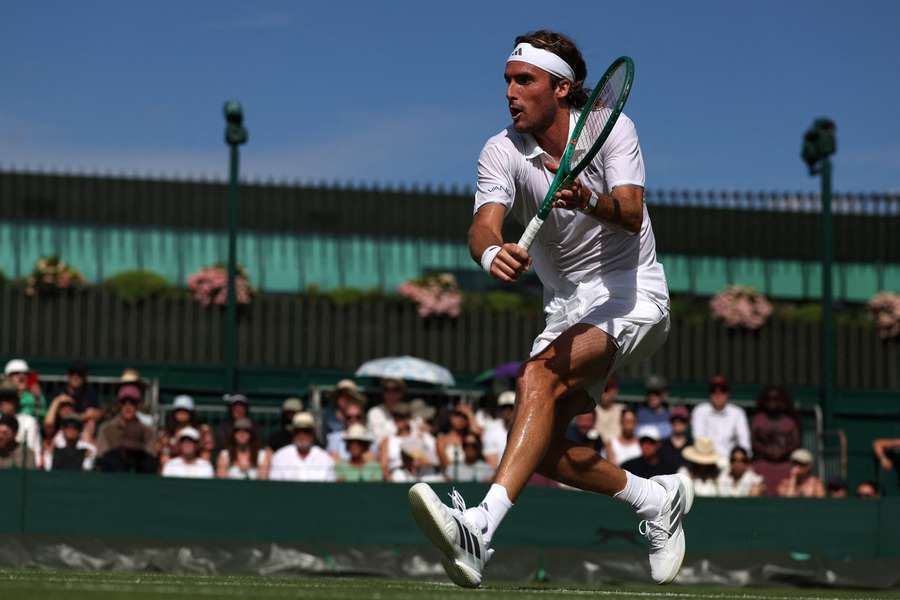 Tsitsipas in action in the First Round
