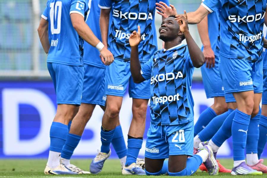 Solomon John celebrates scoring a goal