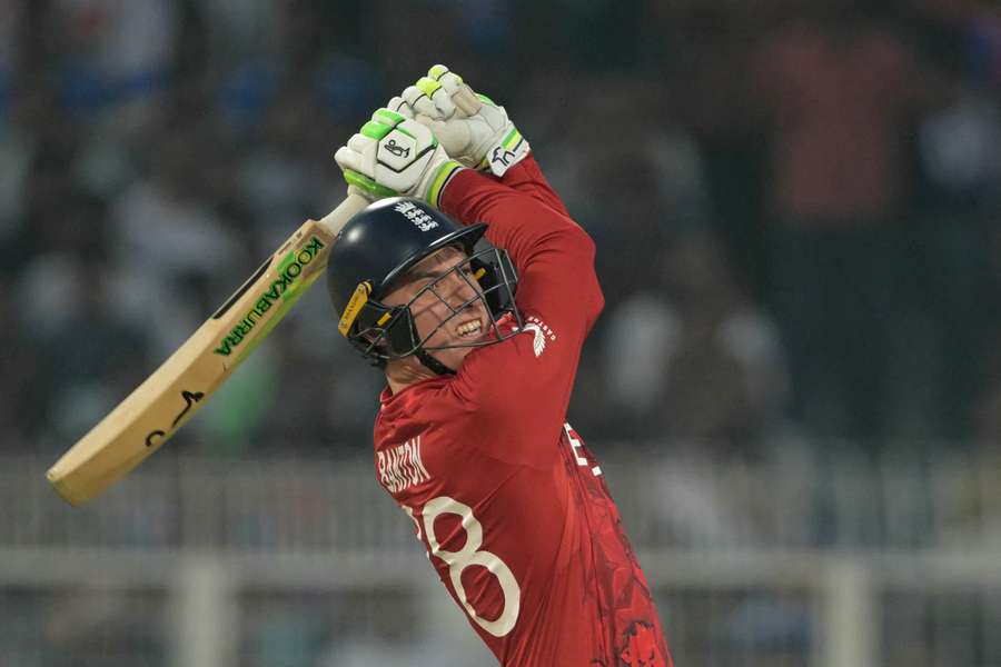 England's Tom Banton plays a shot during the T20 World Cup group stage match against Scotland