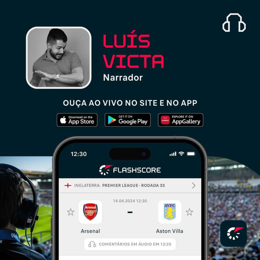 Jogo do Arsenal tem narração ao vivo no Flashscore