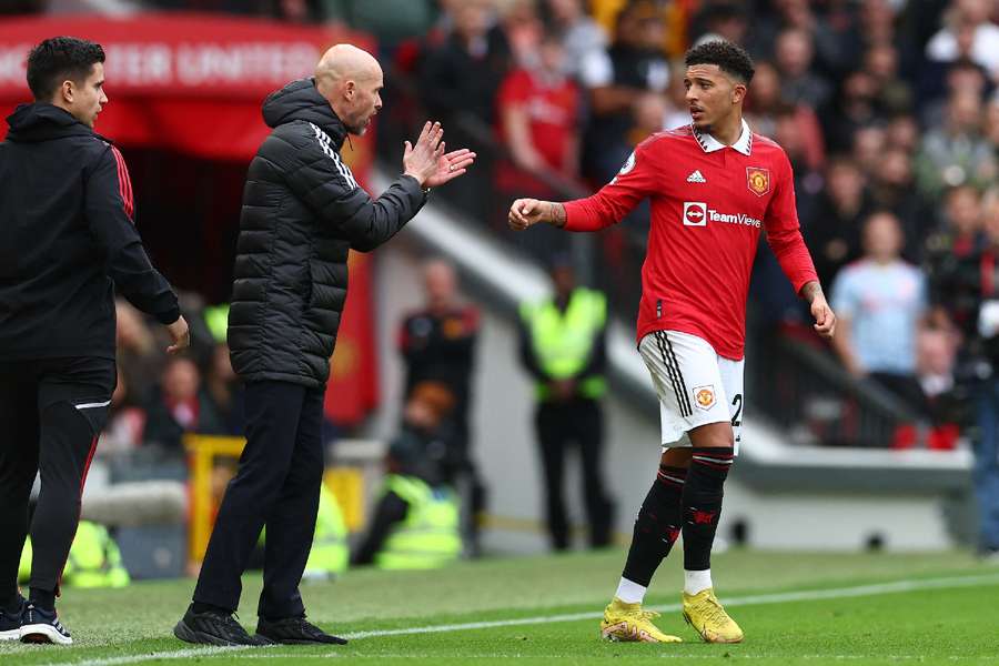 Manchester United manager Erik ten Hag and Jadon Sancho have fallen out