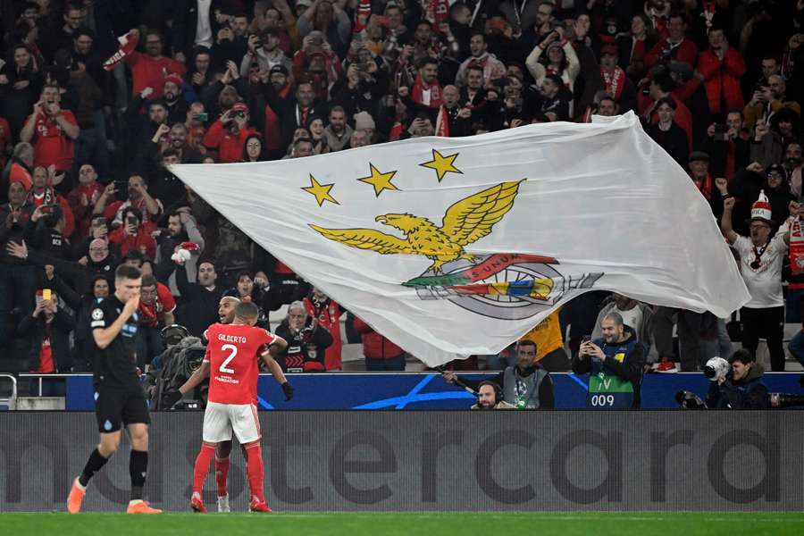 La festa dei giocatori del Benfica