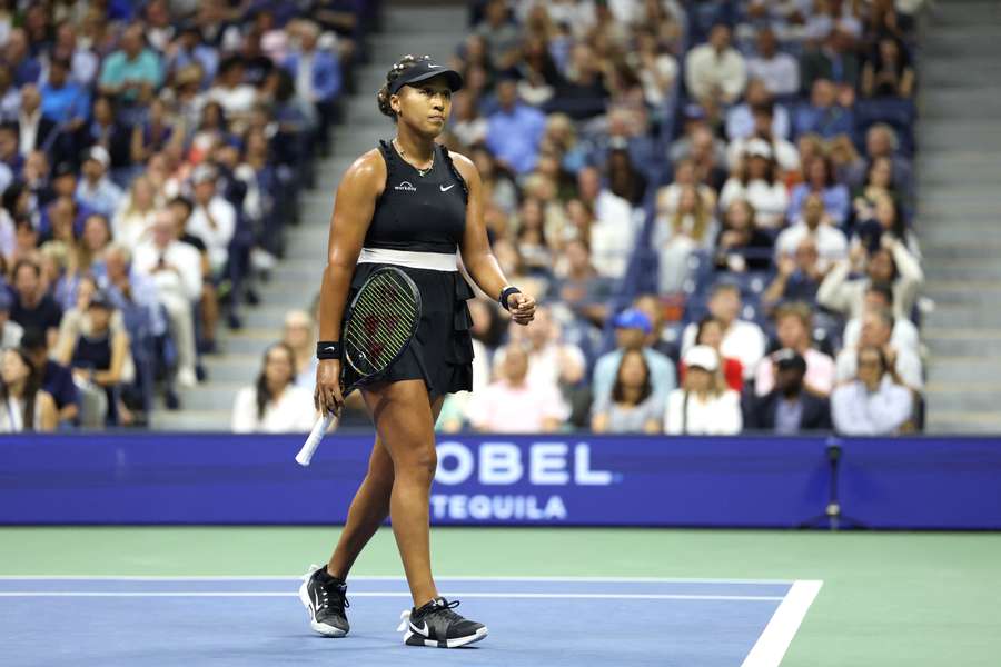 Naomi Osaka reacts during her US Open loss to Karolina Muchova