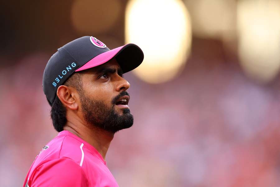 Babar Azam looks on in the field during the Sixers' loss to Perth on Sunday. Babar Azam looks on in the field during the Sixers' loss to Perth on Sunday.