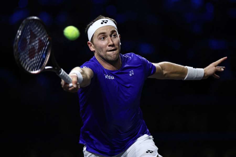 Casper Ruud v úvodním zápase Laver Cupu. Casper Ruud v úvodním zápase Laver Cupu.