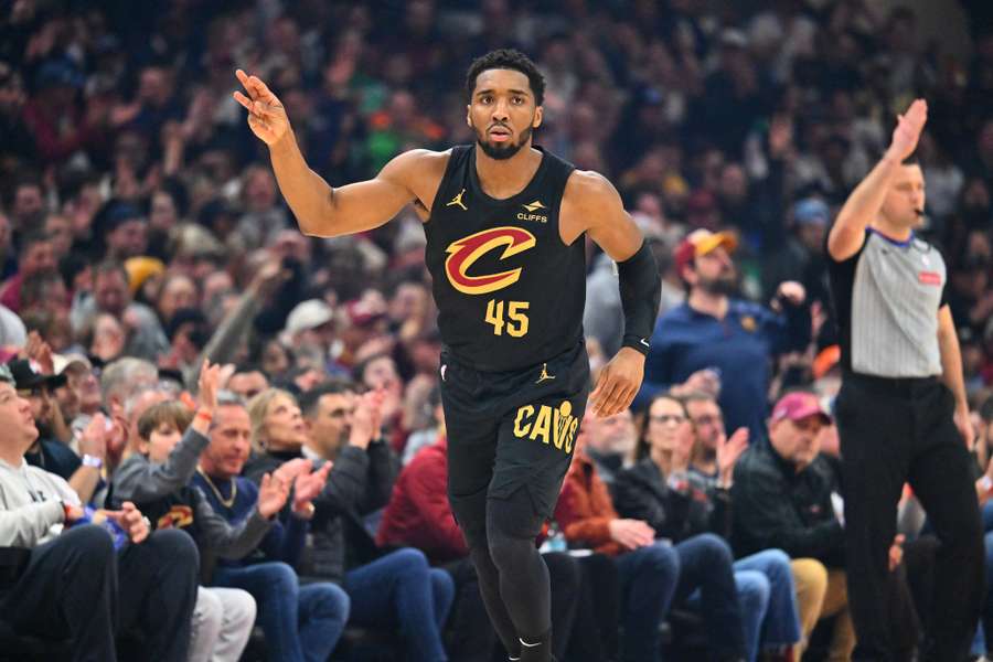 Cavaliers guard Donovan Mitchell celebrating after making a three-pointer (2025)