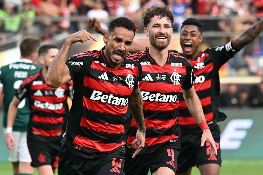 Flamengo defender Danilo celebrates scoring what proved to be the winning goal in the 67th minute