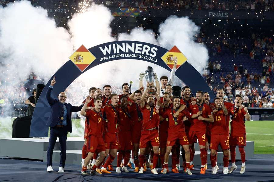 Spanien feiert den Gewinn der Nations League.