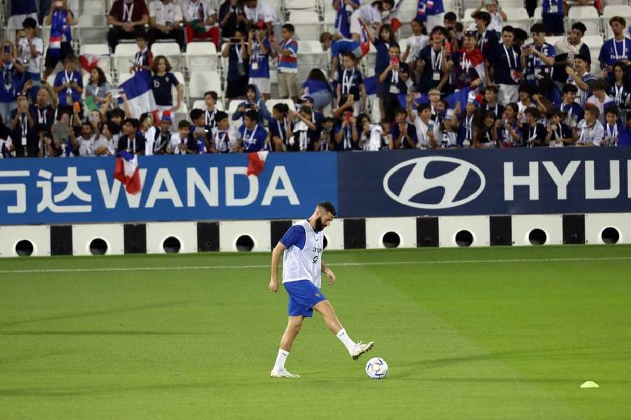 Karim Benzema ce jeudi à l'entraînement à Doha.