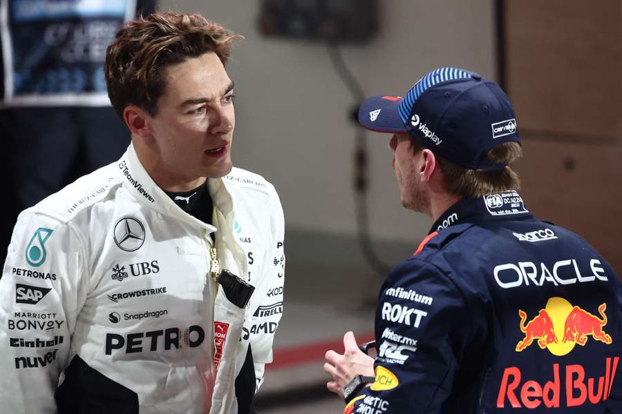 Russell (left) says Verstappen "can't deal with adversity"