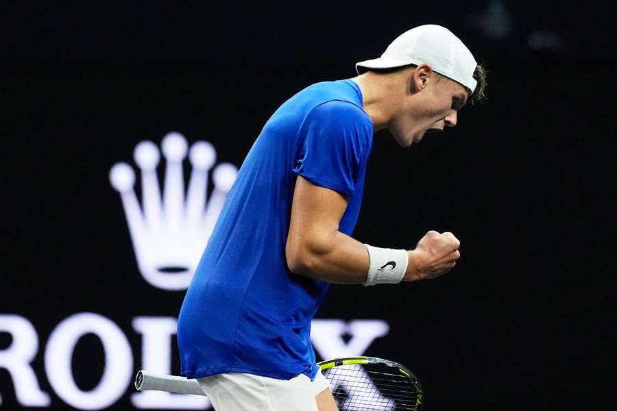 Holger Rune here in action during the Rod Laver Cup
