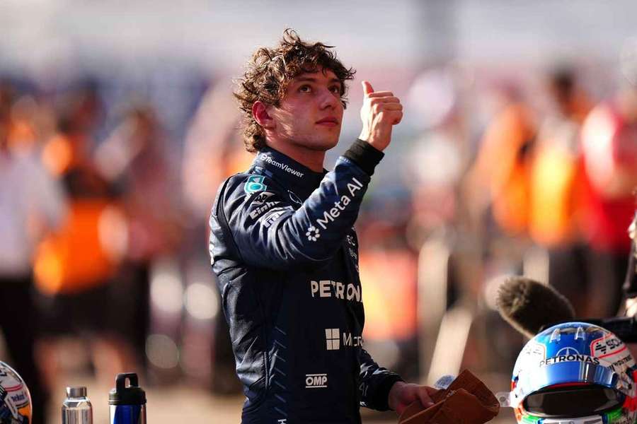 Andrea Kimi Antonelli celebrates pole position at Circuit of the Americas (2026) Andrea Kimi Antonelli celebrates pole position at Circuit of the Americas (2026)