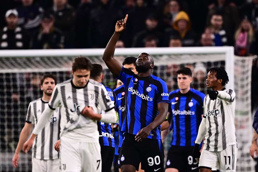Lukaku celebrates his late equaliser against Juventus