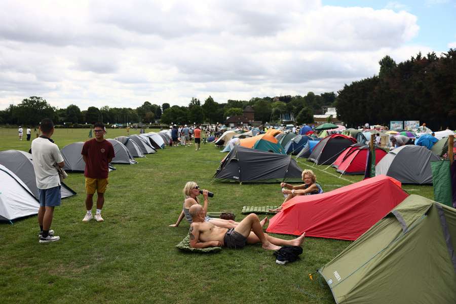 People camp in the queue ahead of the first day of Wimbledon