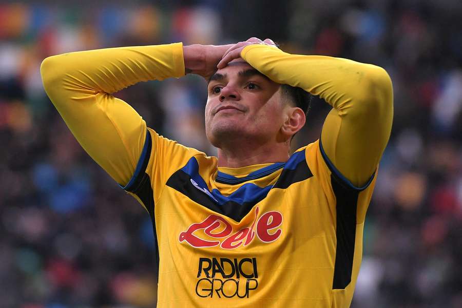 Raoul Bellanova si dispera durante Udinese-Atalanta