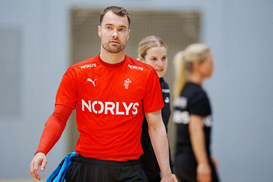 Casper U. Mortensen under landsholdets træning