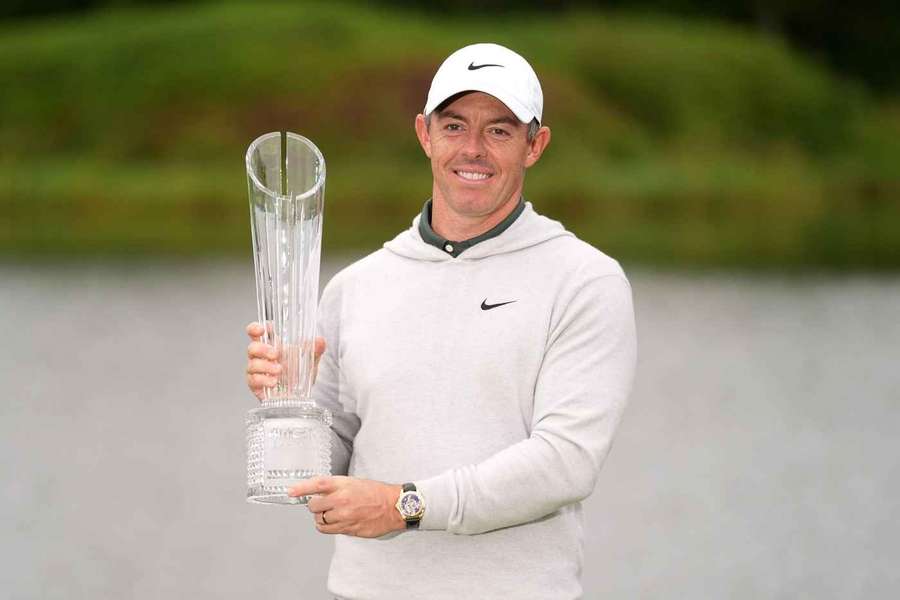 Rory McIlroy celebrates after winning the Irish Open on Sunday