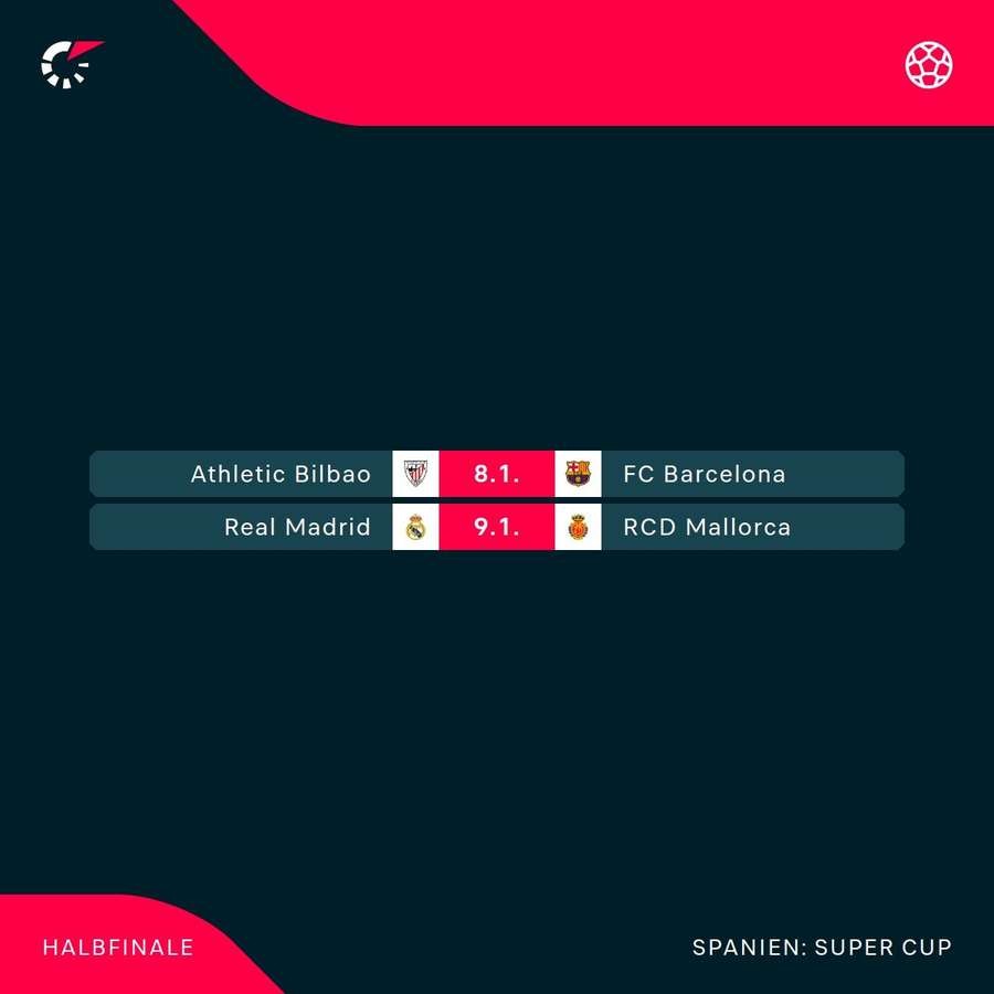 Die Halbfinal-Partien des spanischen Supercups Die Halbfinal-Partien des spanischen Supercups