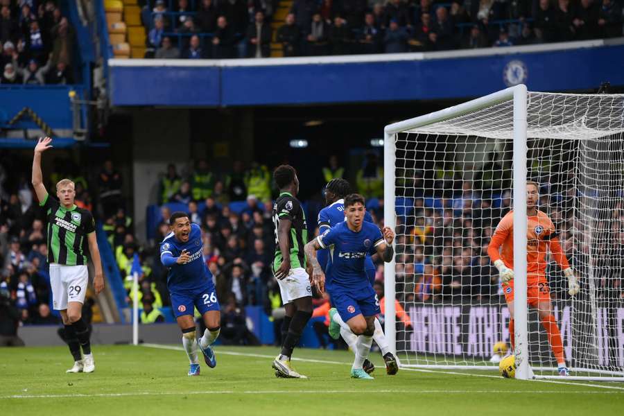Enzo Fernandez of Chelsea celebrates after scoring the team's first goal