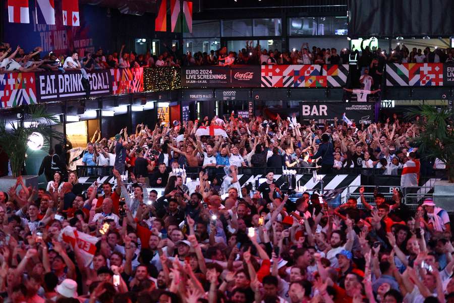 England fans celebrate their win against the Netherlands