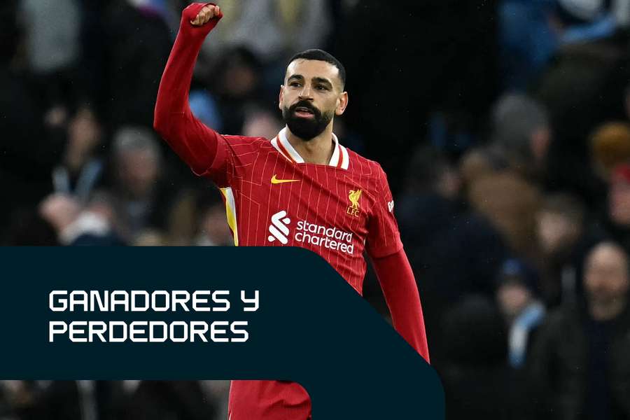 Mohamed Salah, delantero del Liverpool, celebra ante el Manchester City