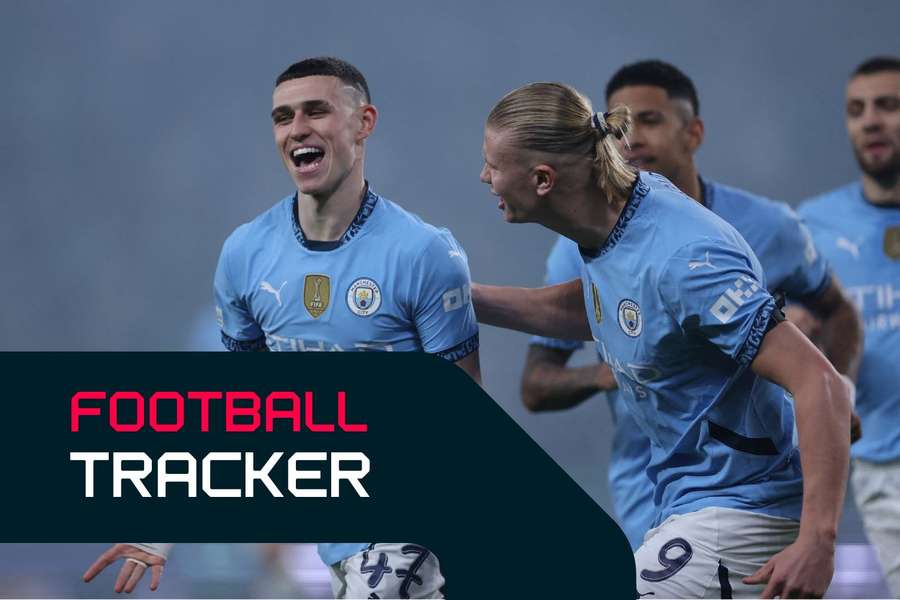 Phil Foden celebrates his opener for City