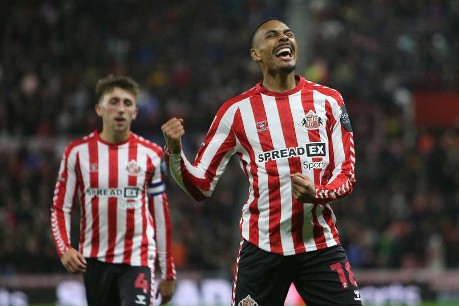 Wilson Isidor celebrates after scoring for Sunderland