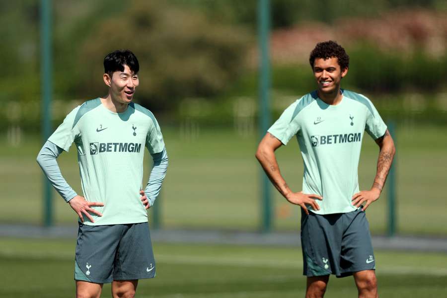 Son Heung-Min and Brennan Johnson of Tottenham Hotspur