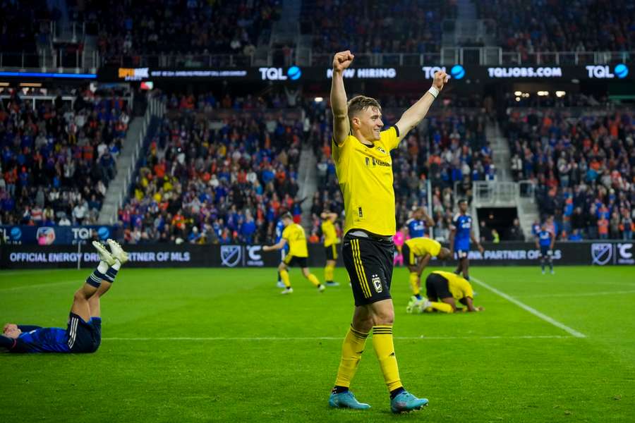 Columbus Crew-Profi Julian Gressel jubelt nach dem Schlusspfiff in Cincinnati.