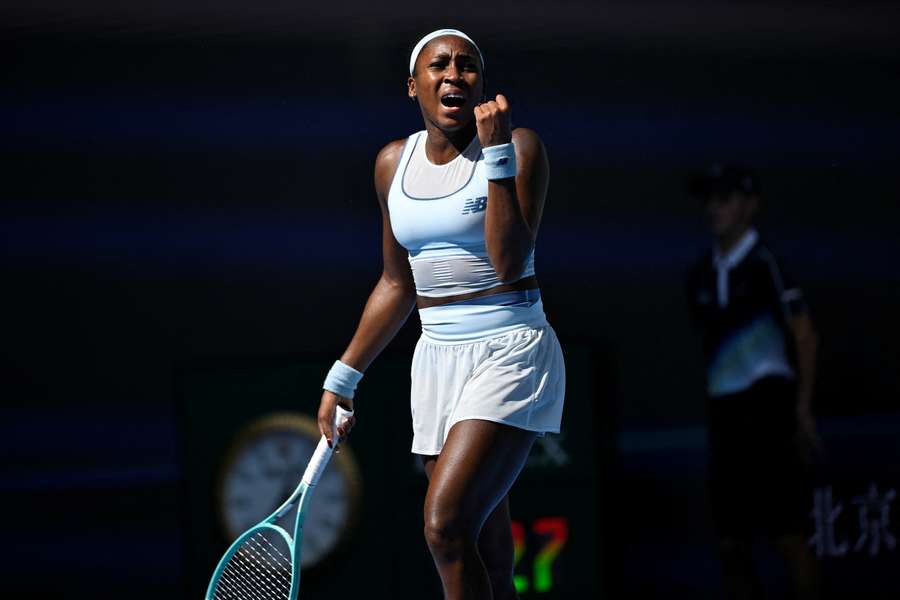 Gauff celebrates victory