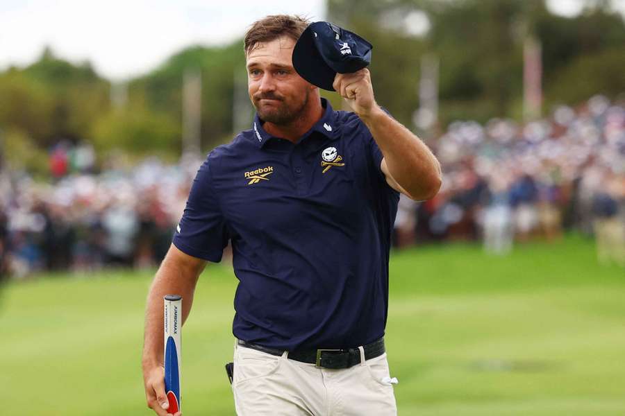 Bryson DeChambeau reacts during the final round on Sunday Bryson DeChambeau reacts during the final round on Sunday