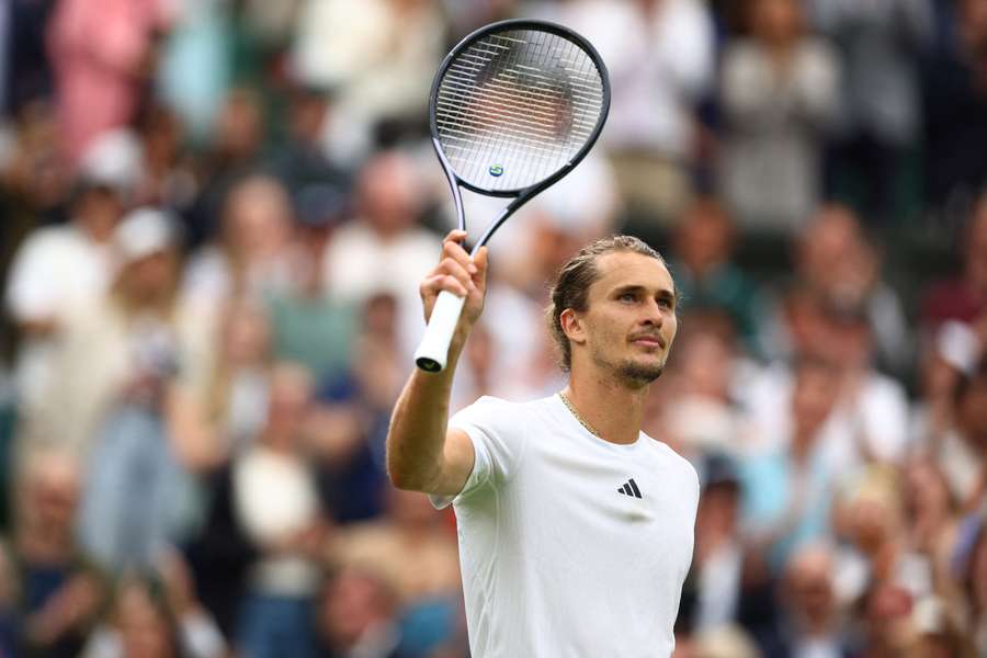 Alex Zverev celebrates after winning his match against Cameron Norrie