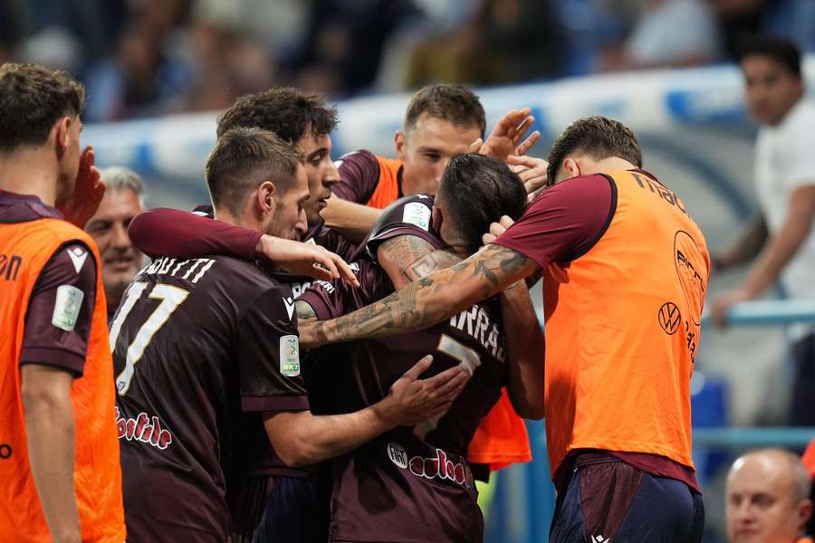 La Reggiana festeggia uno dei gol