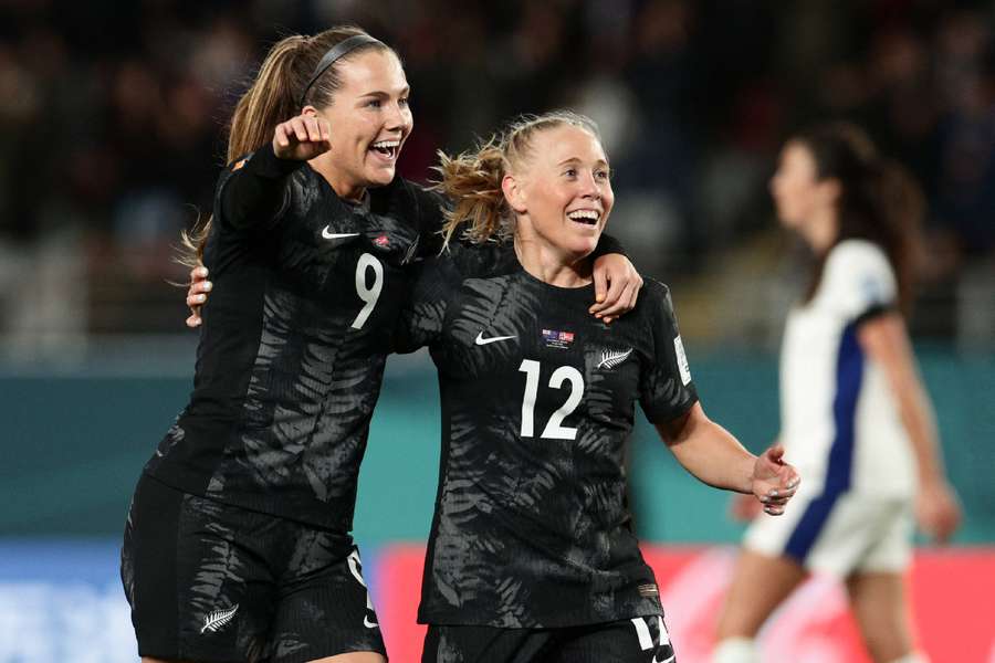 New Zealand celebrate first goal of Women's World Cup