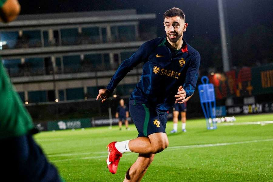 Bruno Fernandes durante o treino