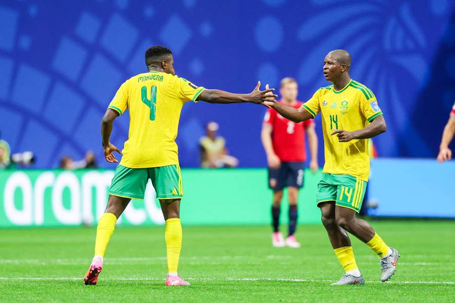 Teboho Mokoena (left) and Mbekezeli Mbokazi were top performers for South Africa at the World Cup