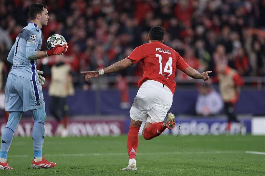 Vangélis Pavlidis, le MVP de la rencontre Benfica-Monaco. 