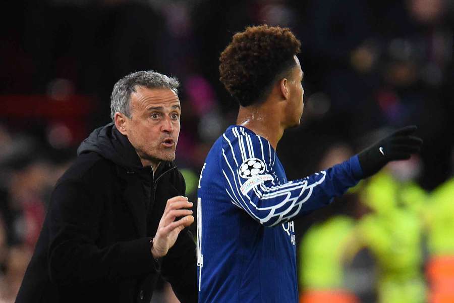 Luis Enrique reacts during the match in Marseille