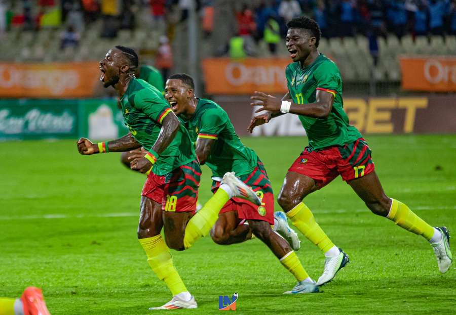 Cameroon players celebrating