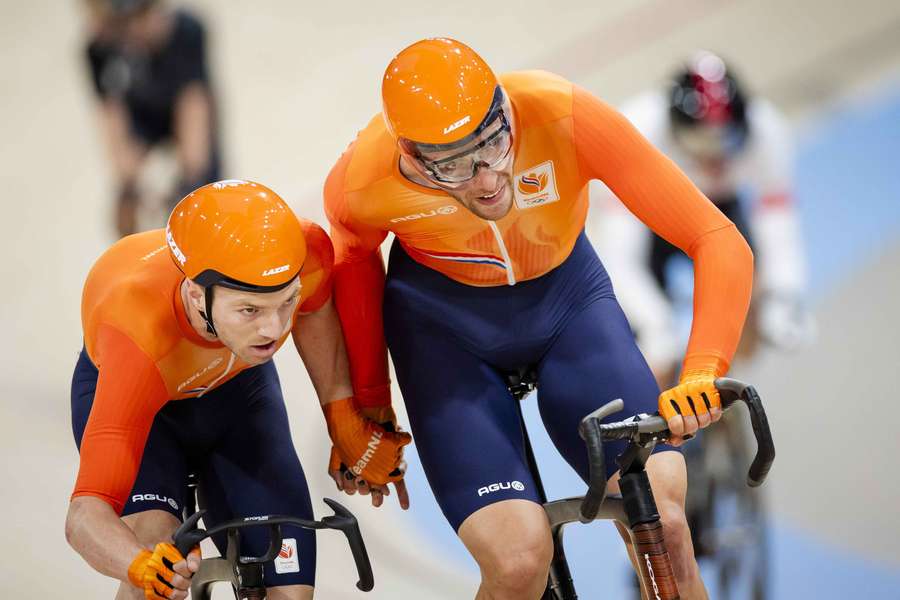 Yoeri Havik en Jan Willem van Schip tijdens de madison finale