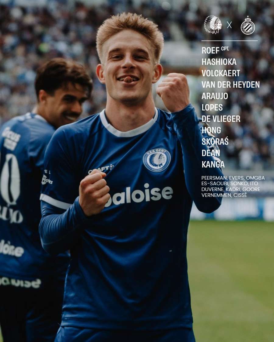 Michał Skóraś w składzie KAA Gent na mecz z Club Brugge