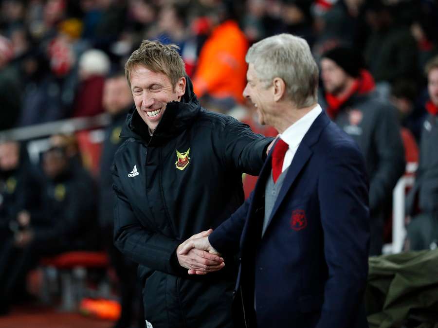 Potter and Arsene Wenger after Ostersund beat Arsenal Potter and Arsene Wenger after Ostersund beat Arsenal