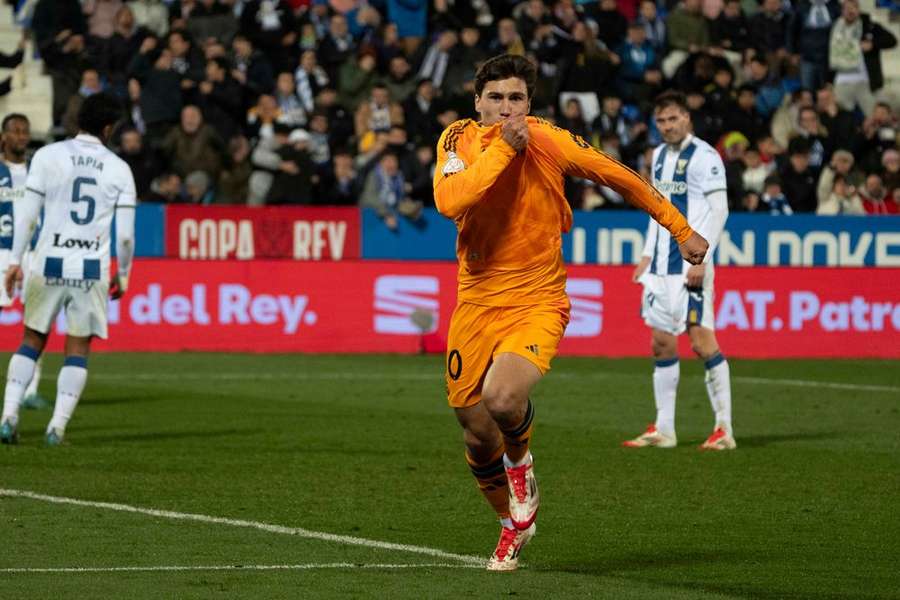 Gonzalo Garcia celebrates scoring for Real Madrid Gonzalo Garcia celebrates scoring for Real Madrid