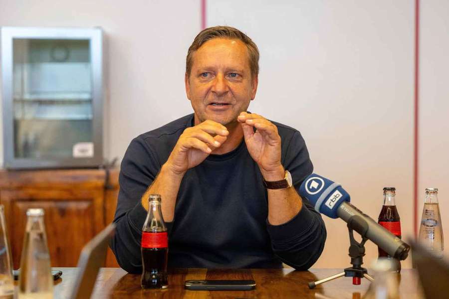 Horst Heldt bei der Medienrunde am Dienstag.