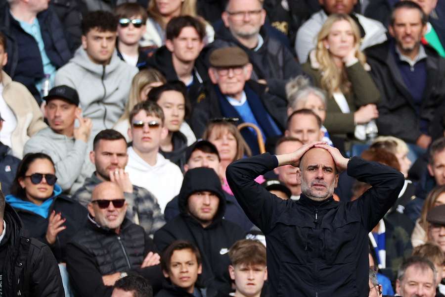 Pep Guardiola lors du match face à Chelsea le 12 avril.