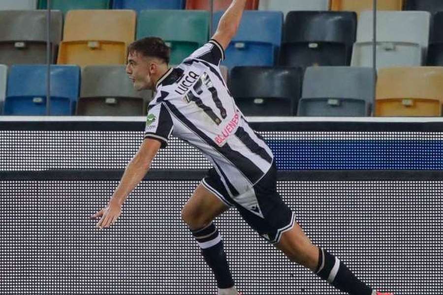 Lorenzo Lucca inaugurou o marcador para a Udinese aos 38 minutos