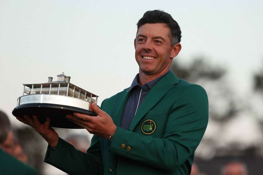 McIlroy with the Masters trophy after his sudden-death playoff win