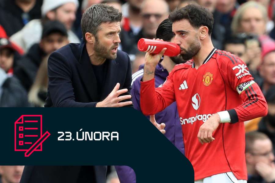 Michael Carrick a Bruno Fernandes budou čelit Evertonu. Michael Carrick a Bruno Fernandes budou čelit Evertonu.