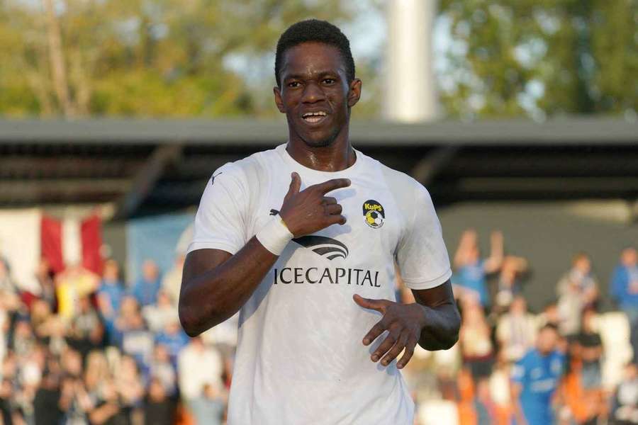 Mohamed Toure celebrates what turned out to be the winner
